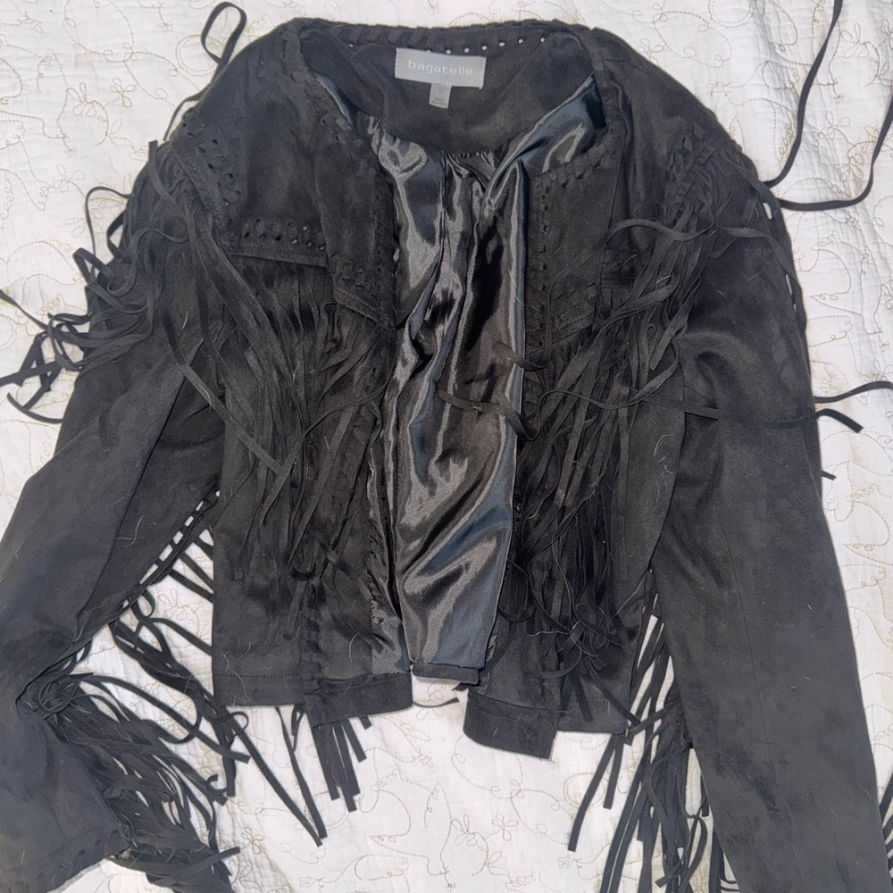 Bebe Black Fringe Jacket